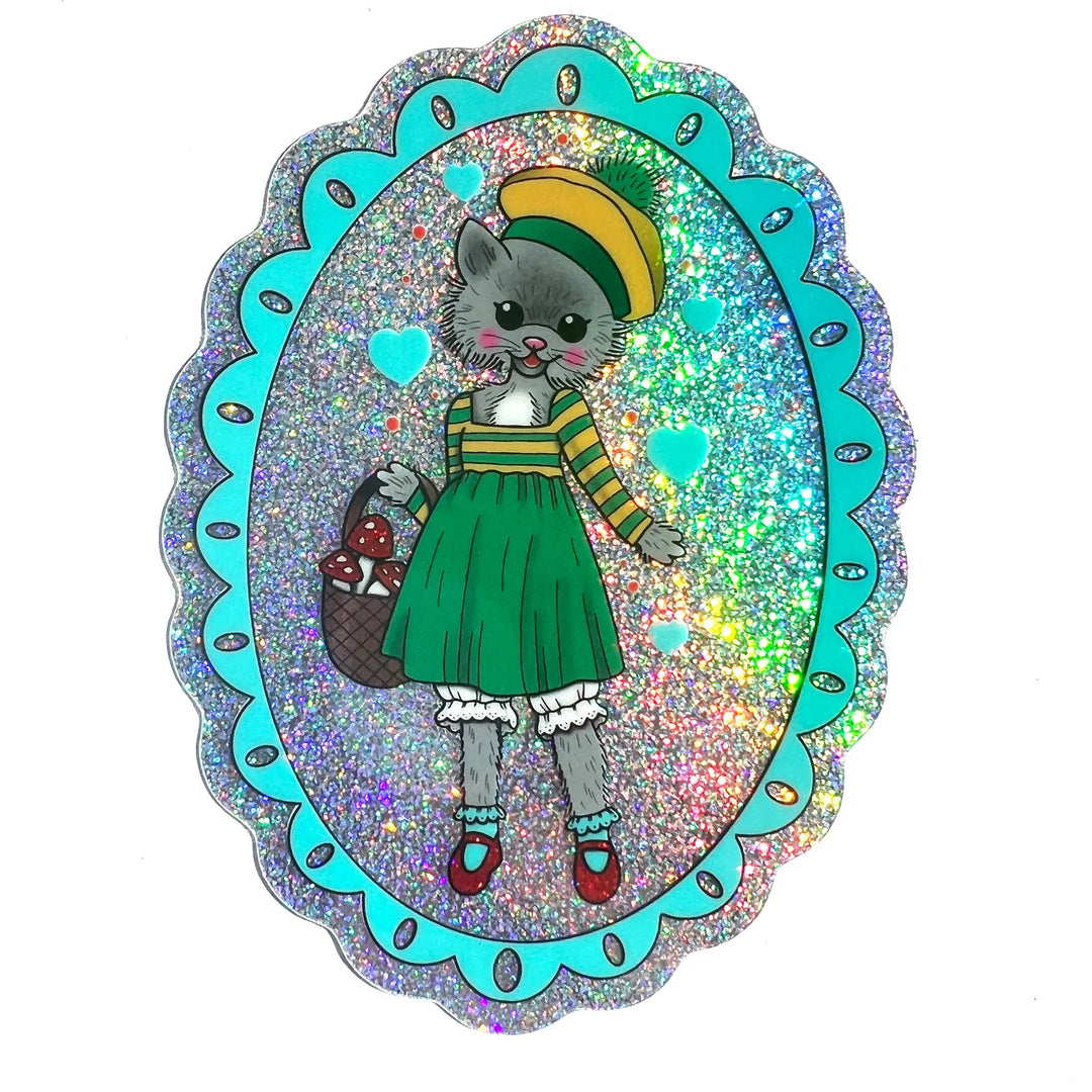 3 Inch Sticker Mushroom Kitty