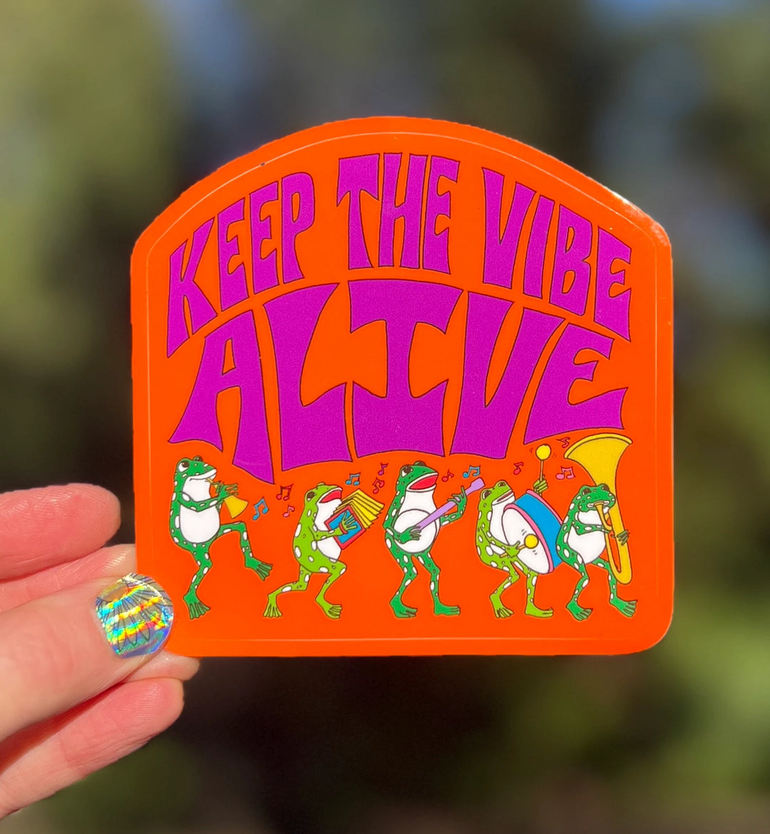 3.5 Inch Sticker Keep the Vibe Alive Frogs