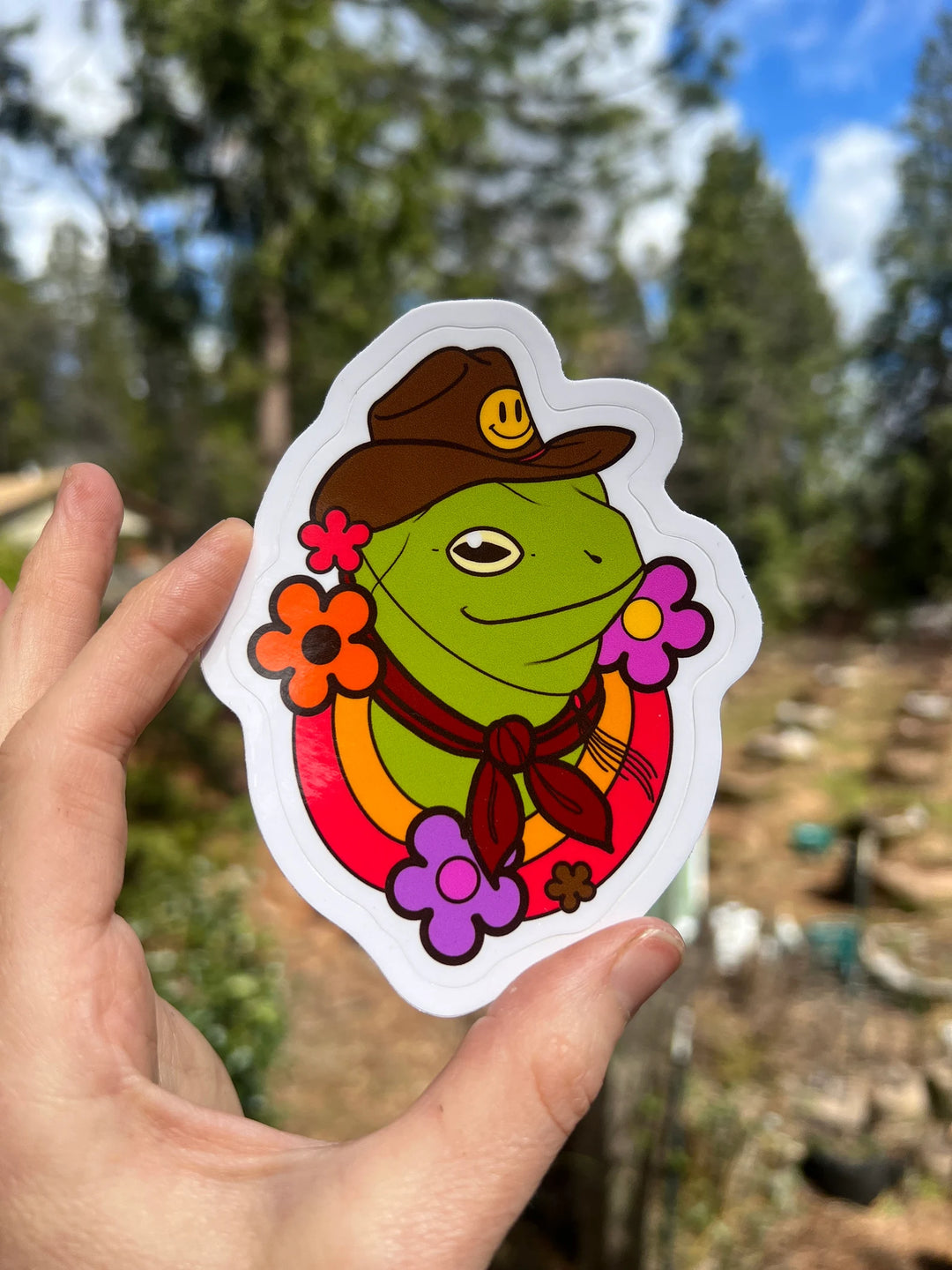 3 Inch Sticker Howdy Frog Cowboy