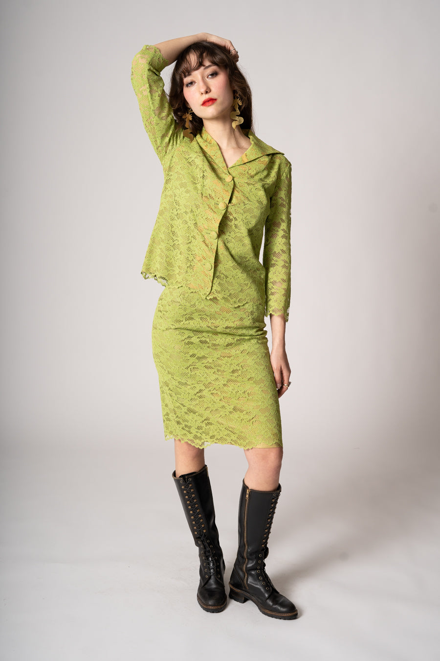 1960’s GENO California Lime Lace 2PC Set