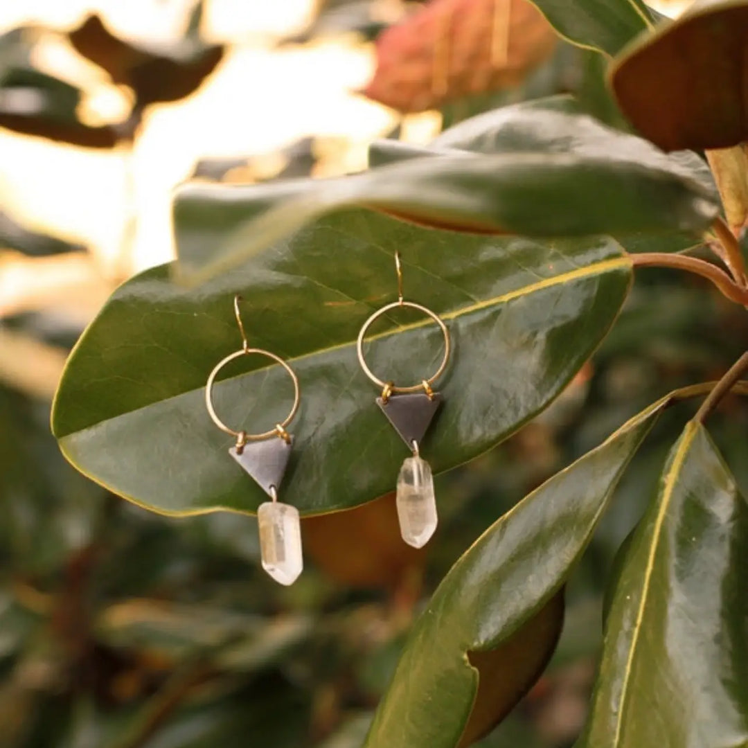 Flatwoods Fawn Crystal Triangle Earrings