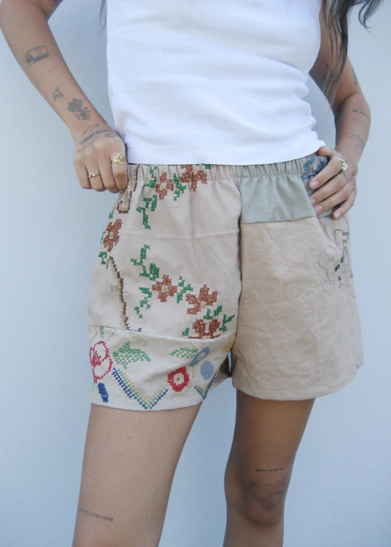 Upcycled Tablecloth Shorts