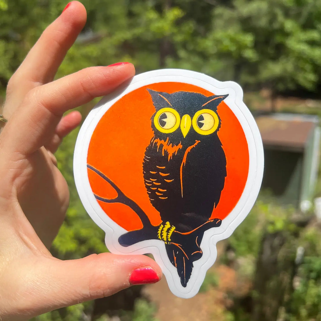 3 inch Vintage 1920s Owl Sticker