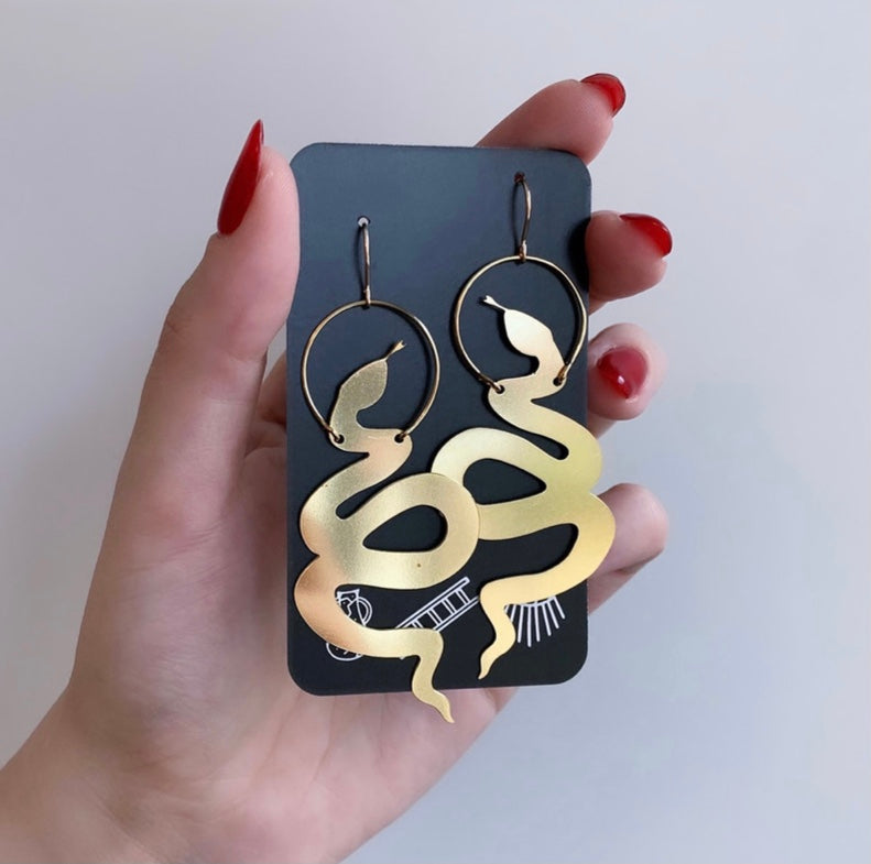 While Odin Sleeps Jormungandr Earrings With Hooks