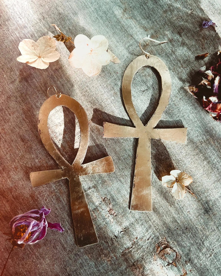 Storm + Stress Ankh Earrings