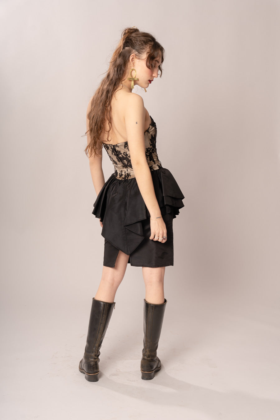 1980’s Gunne Sax Black Peplum Mini Dress
