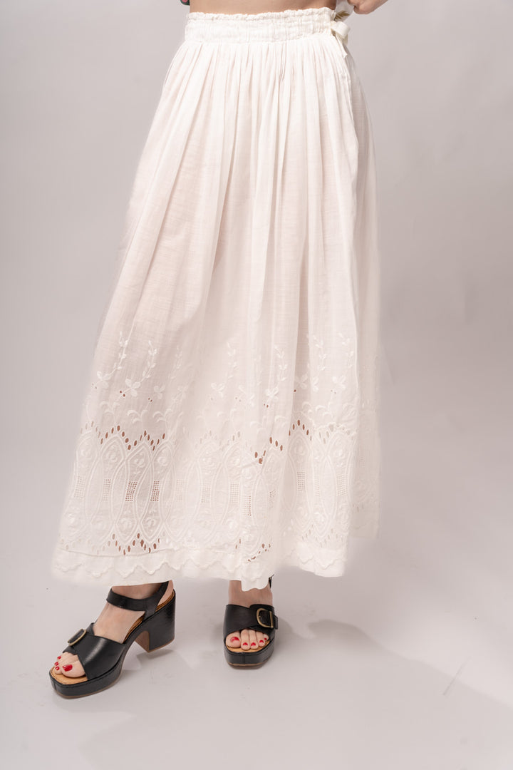 Edwardian White Cotton Eyelet Skirt