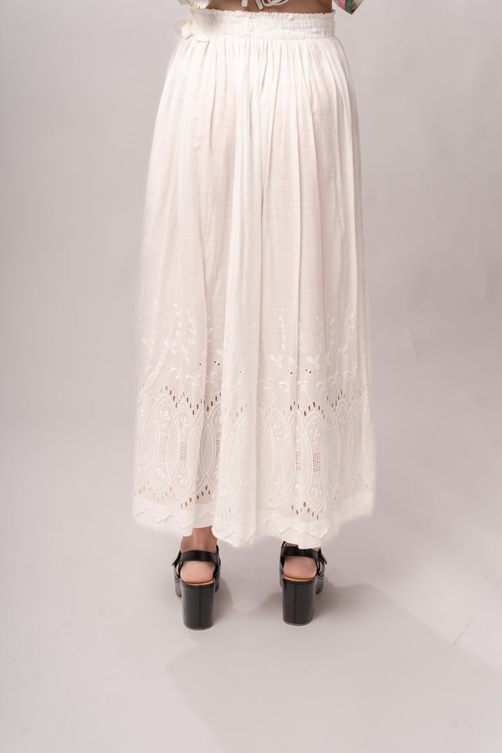 Edwardian White Cotton Eyelet Skirt