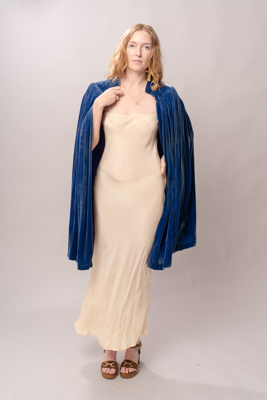 1930’s Blue Silk Velvet Cape