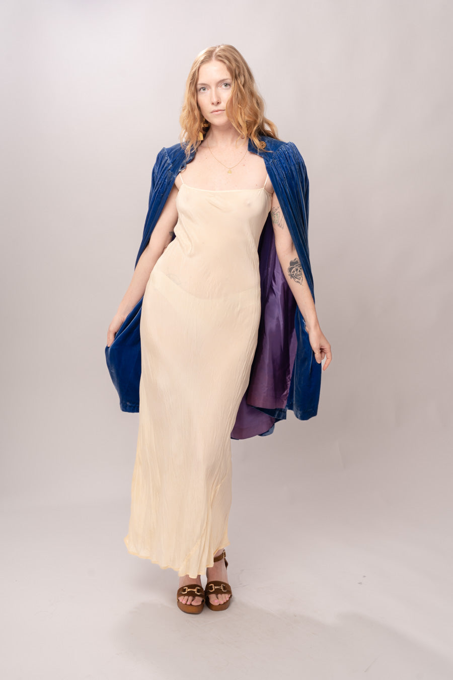 1930’s Blue Silk Velvet Cape