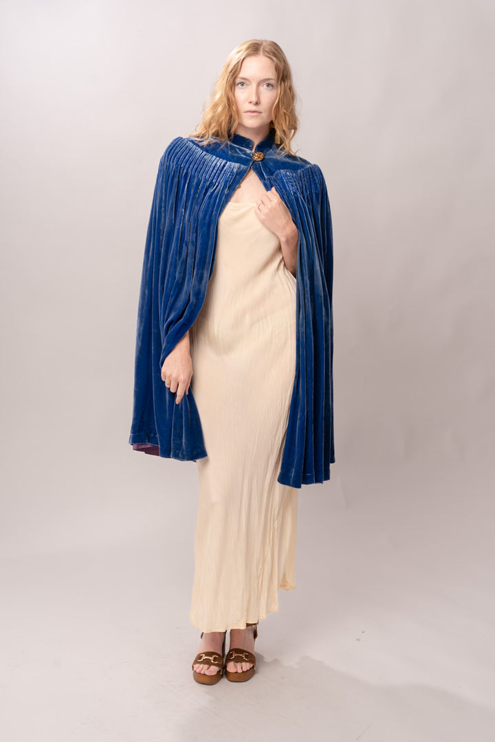 1930’s Blue Silk Velvet Cape