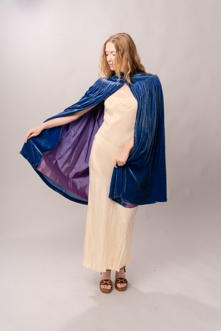 1930’s Blue Silk Velvet Cape