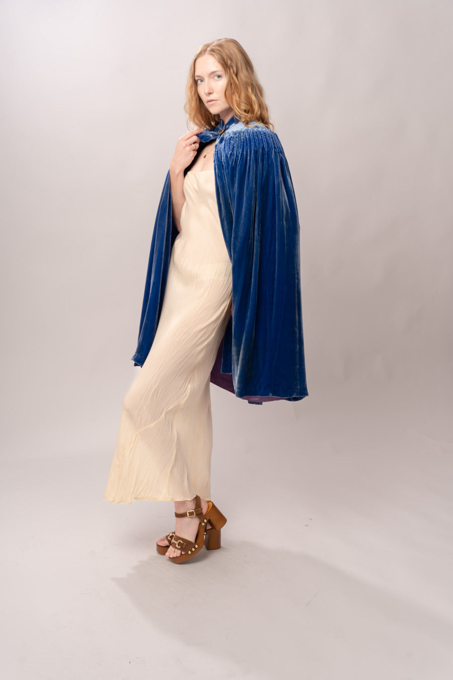 1930’s Blue Silk Velvet Cape