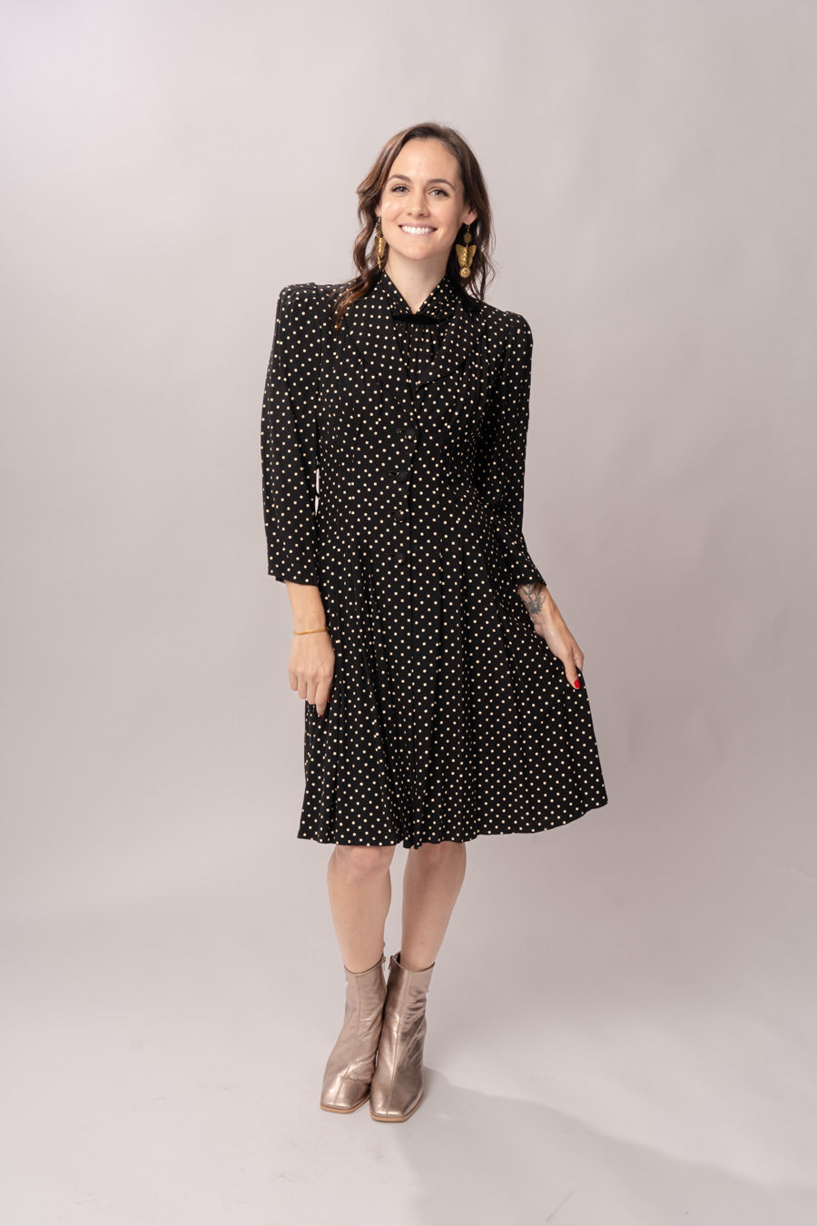 1940’s Black Polka Dot Dress & Jacket Set