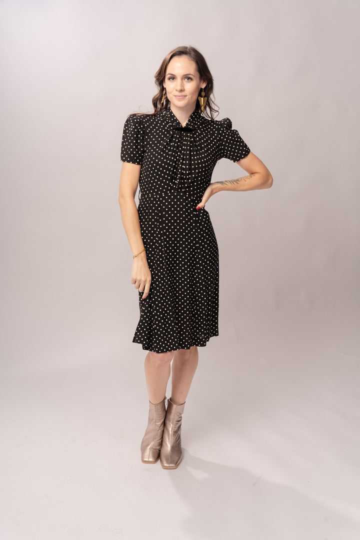 1940’s Black Polka Dot Dress & Jacket Set