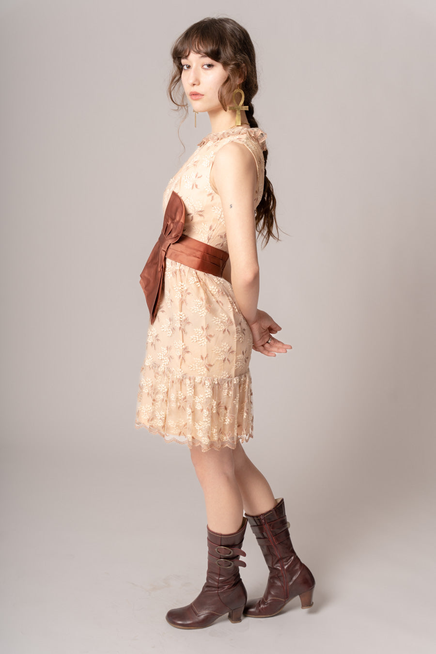 1960s Copper Lace Mini Dress 1960s Copper Lace Mini Dress