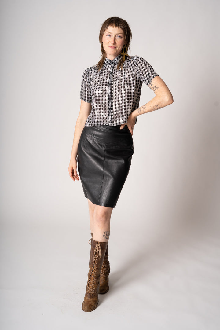 Outerbound Black Leather Mini Skirt