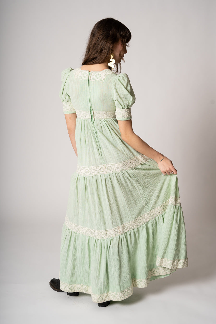 1970’s Mint Cotton Prairie Dress