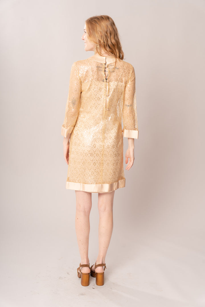 1960’s Gold Lace Overlay Dress