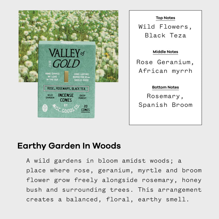 Misc Goods Co. Valley of Gold Incense Cones