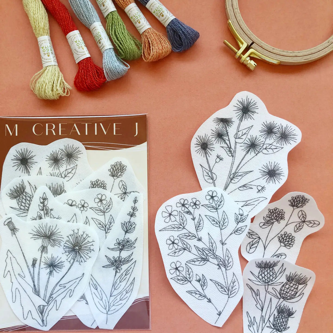 M Creative J Peel Stick & Stitch Embroidery Patterns Unconventional Flowers