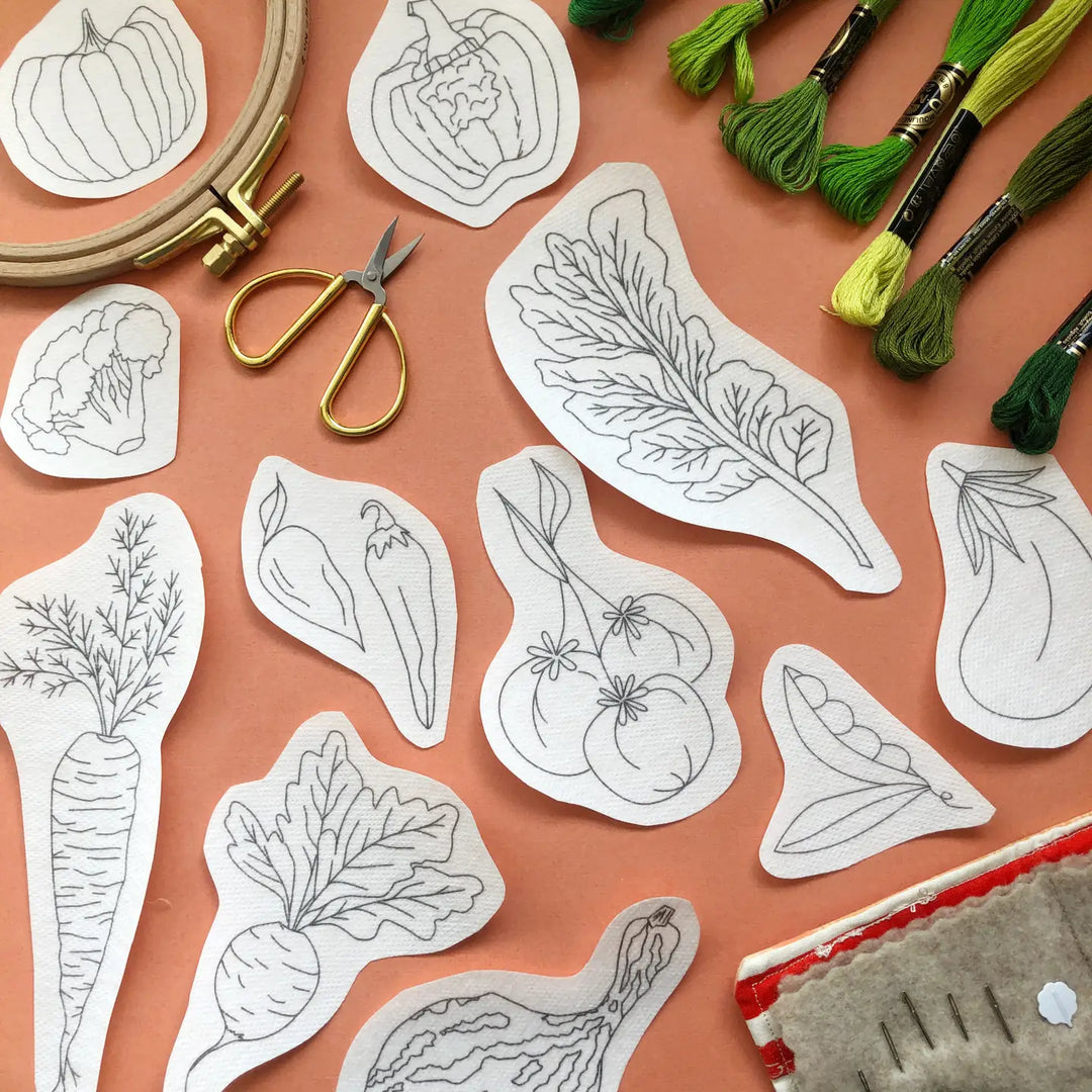 M Creative J Peel Stick & Stitch Embroidery Patterns Vegetables