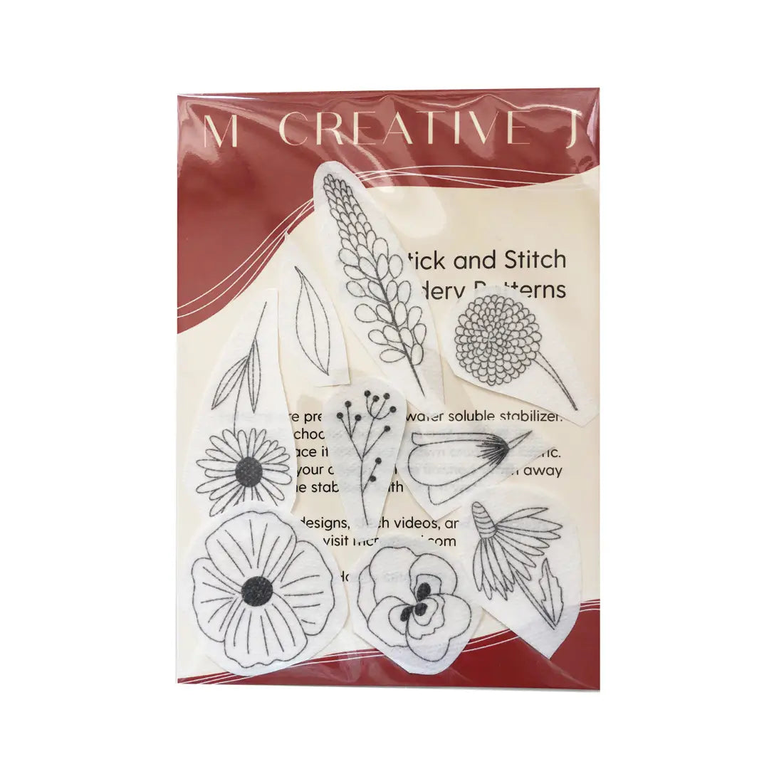 M Creative J Peel Stick & Stitch Embroidery Patterns Wildflowers