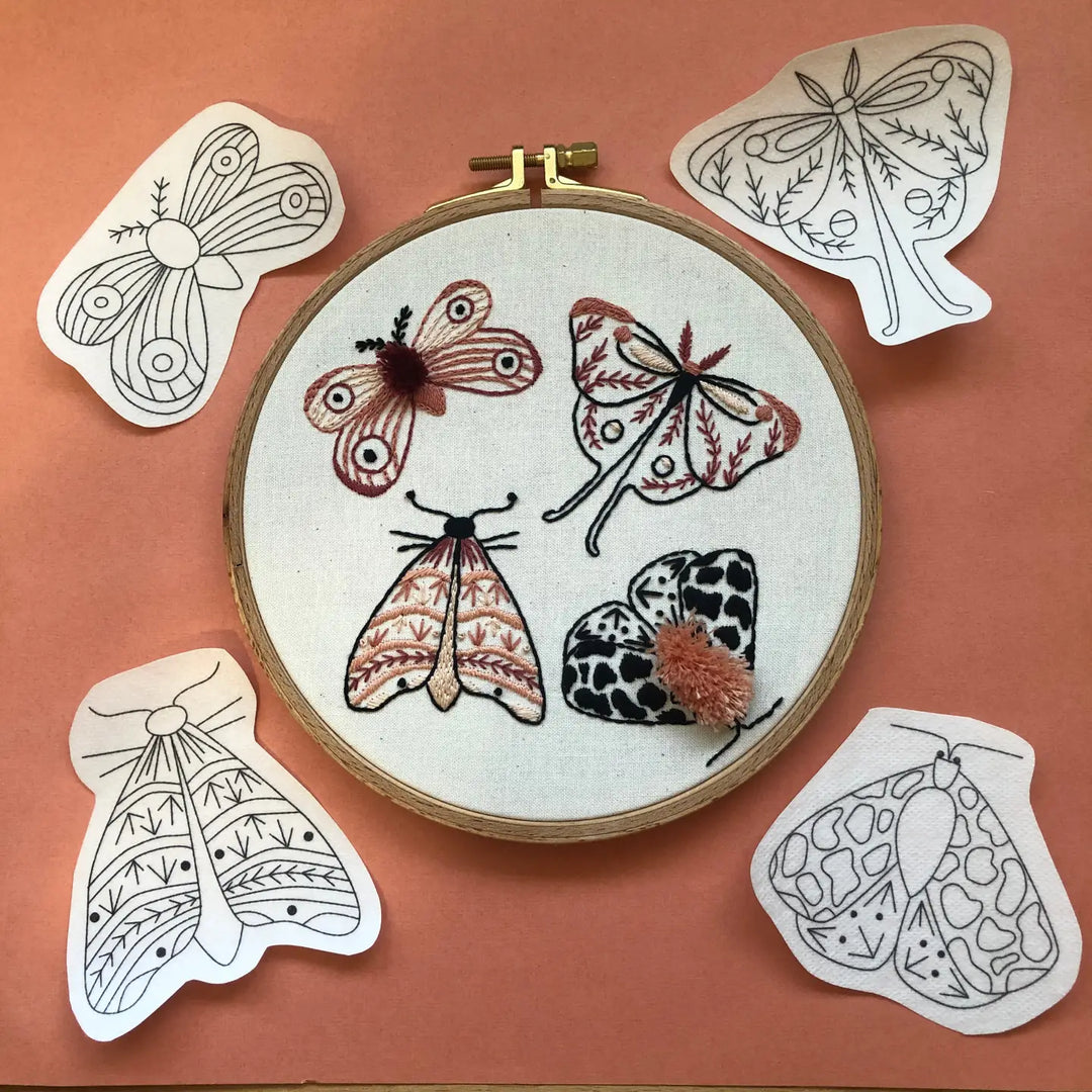M Creative J Peel Stick & Stitch Embroidery Patterns Moths