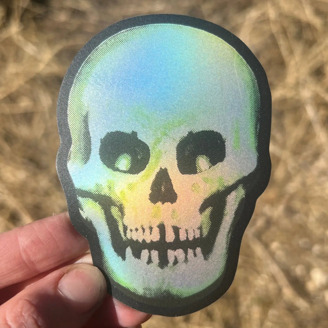 3 inch holographic skull sticker