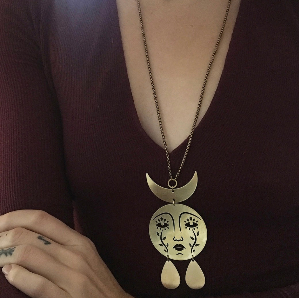 While Odin Sleeps Horned Mother Moon Necklace