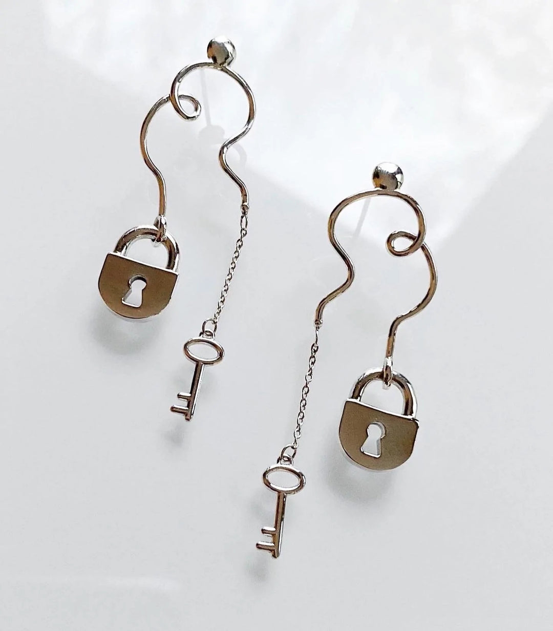Key and 2025 lock earrings
