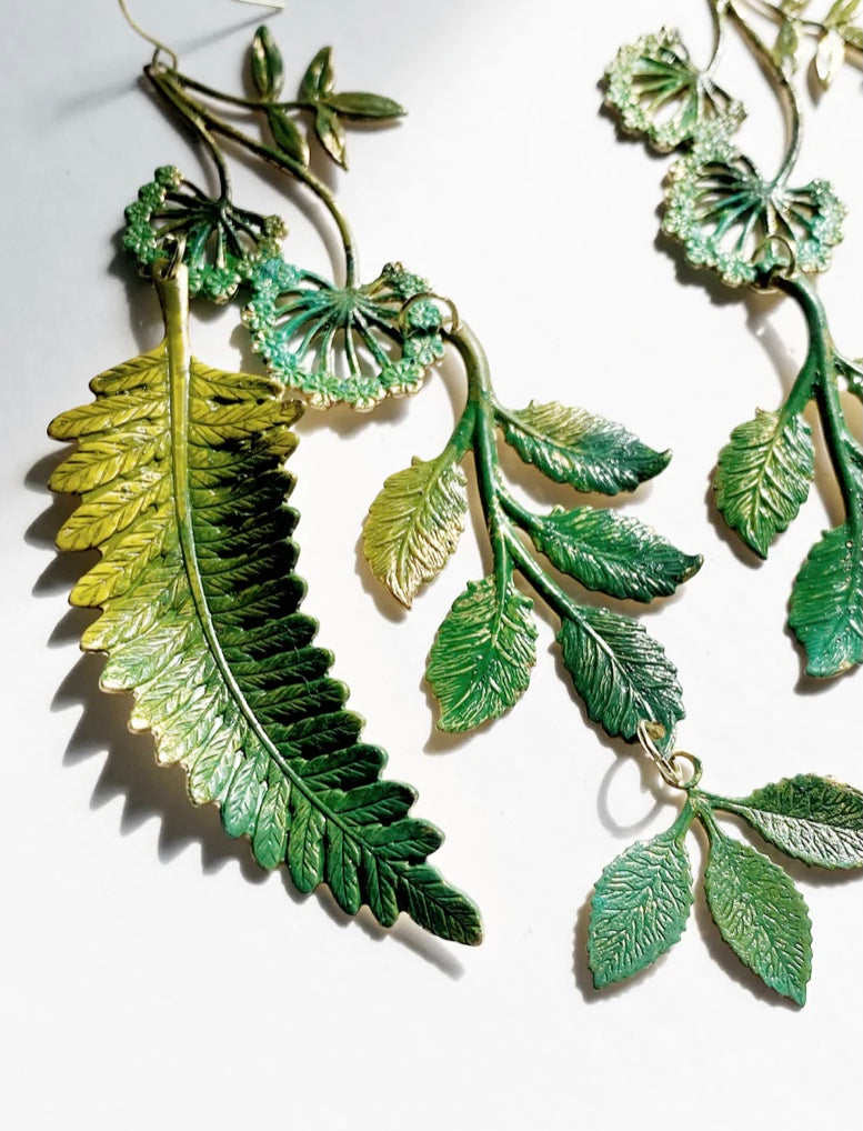 Storm + Stress Flora Brass Hand Painted Earrings