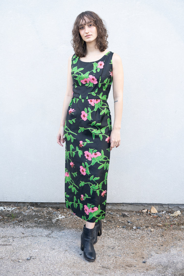 60’s Floral Wiggle Maxi