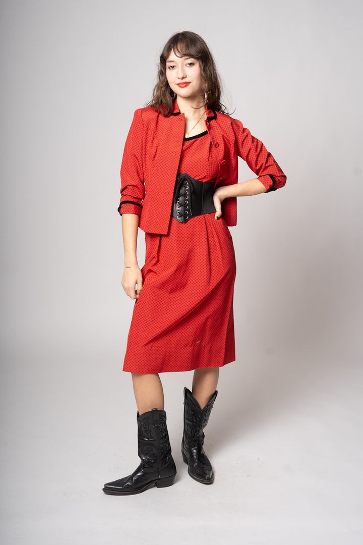 50’s Crimson Dress & Jacket Set