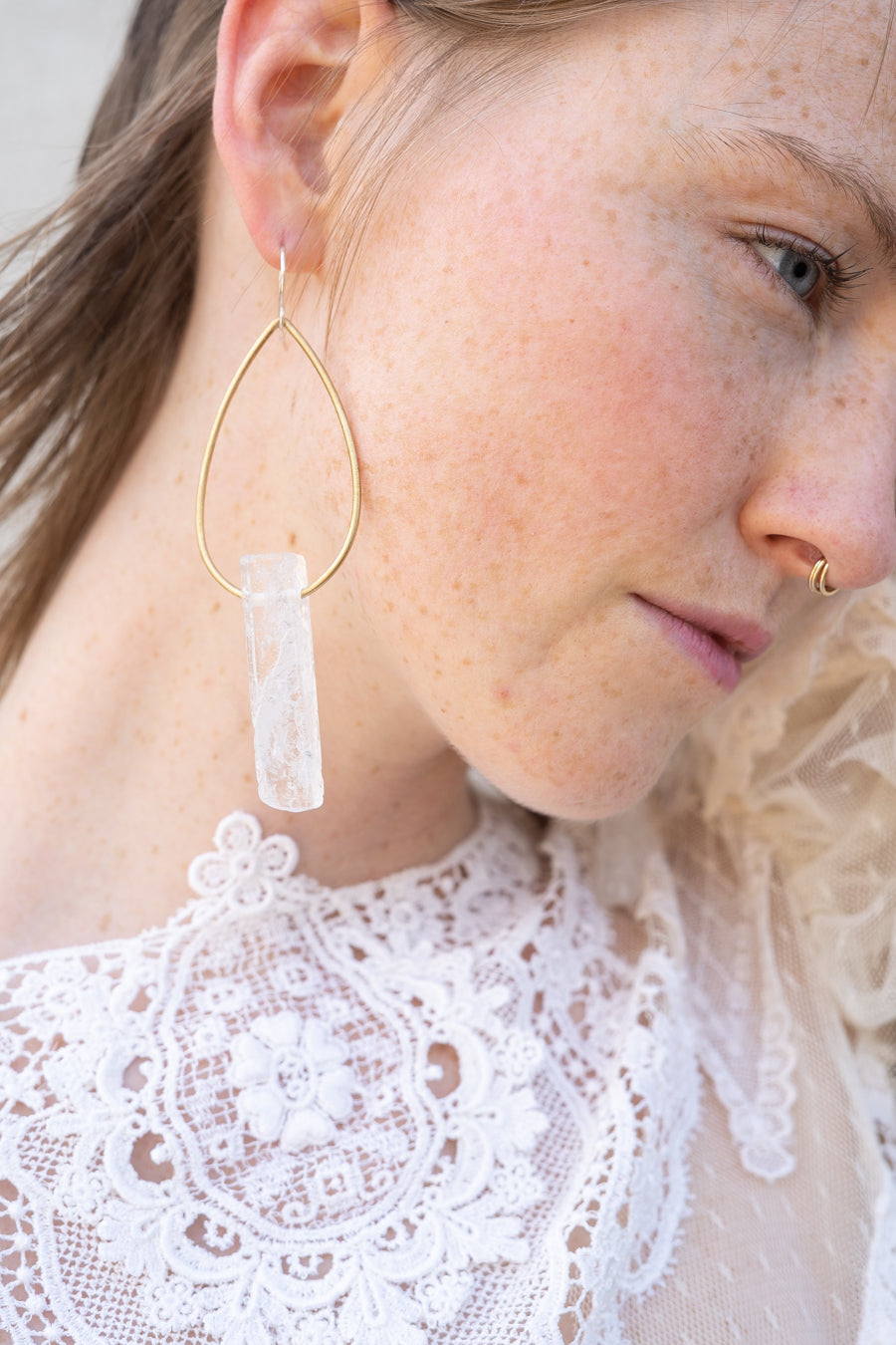 Liberati Design Brass Teardrop Crystal Earrings