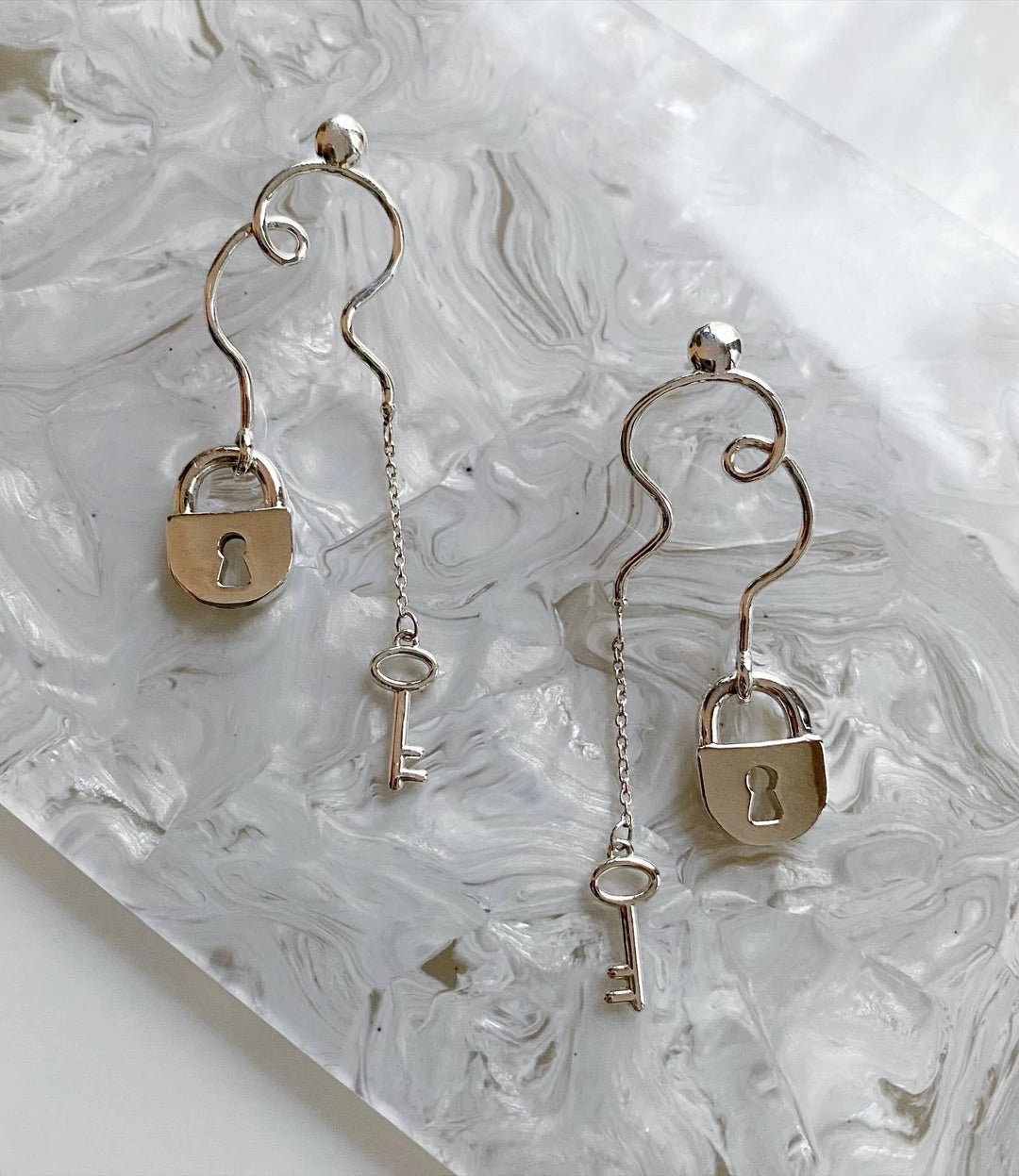 lock key earrings